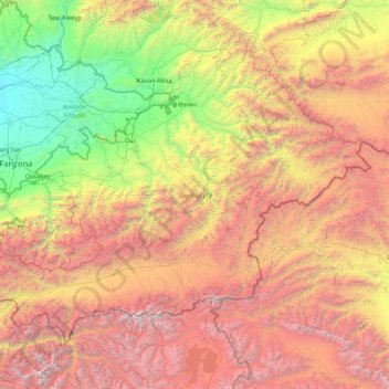 Gebiet Osch topographic map, elevation, terrain