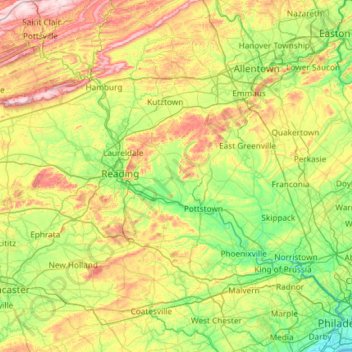 Schuylkill River topographic map, elevation, terrain