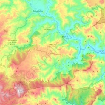 Biddesatu/Villasalto topographic map, elevation, terrain