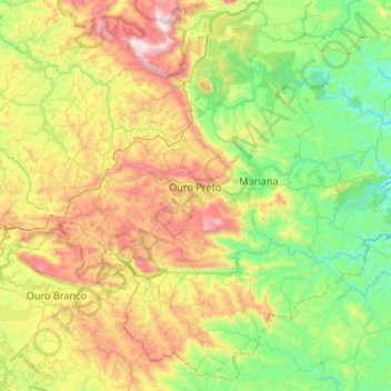 Ouro Preto topographic map, elevation, terrain