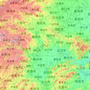 Hubei topographic map, elevation, terrain