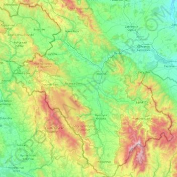powiat kłodzki topographic map, elevation, terrain
