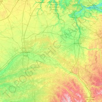 Loiret topographic map, elevation, terrain