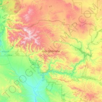 Gila Wilderness topographic map, elevation, terrain