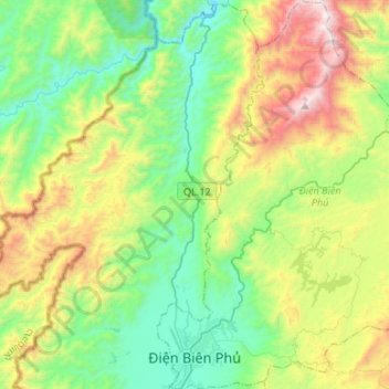 Ðiện Biên Phủ topographic map, elevation, terrain