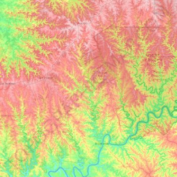 Departamento Guaraní topographic map, elevation, terrain