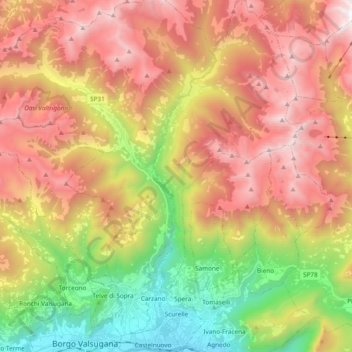 Scurelle topographic map, elevation, terrain