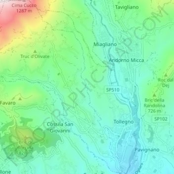 Pralungo topographic map, elevation, terrain