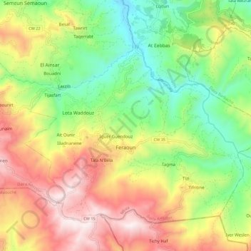 Feraoun topographic map, elevation, terrain