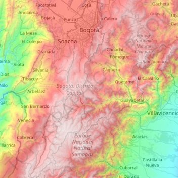 Bogota, Capital District topographic map, elevation, terrain