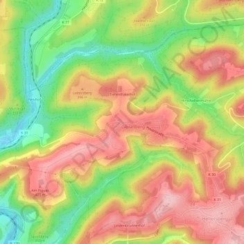 Geiselberg topographic map, elevation, terrain