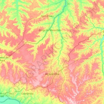 Açailândia topographic map, elevation, terrain