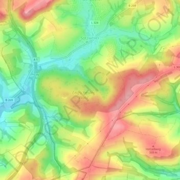 Sotzweiler topographic map, elevation, terrain