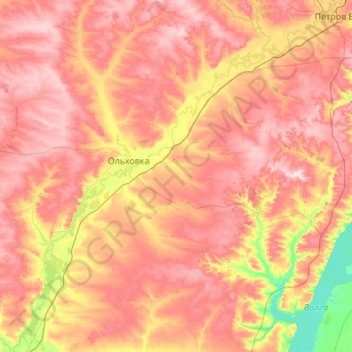 Ольховский район topographic map, elevation, terrain