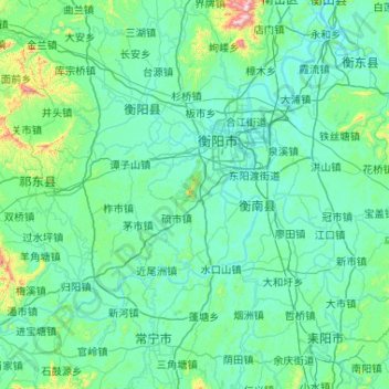 衡南县 topographic map, elevation, terrain