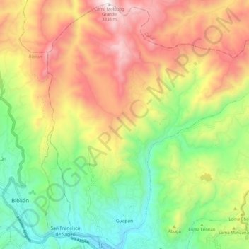 Guapán topographic map, elevation, terrain