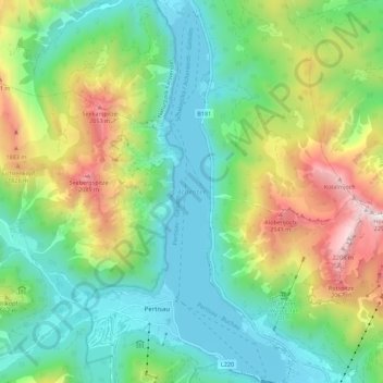 Achensee topographic map, elevation, terrain