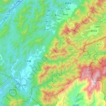 伏岭镇 topographic map, elevation, terrain