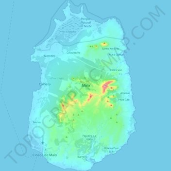 Maio topographic map, elevation, terrain