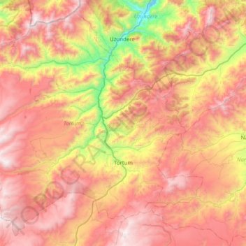 Tortum topographic map, elevation, terrain