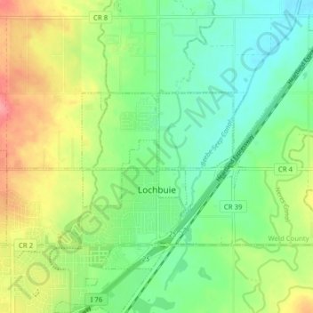 Lochbuie topographic map, elevation, terrain