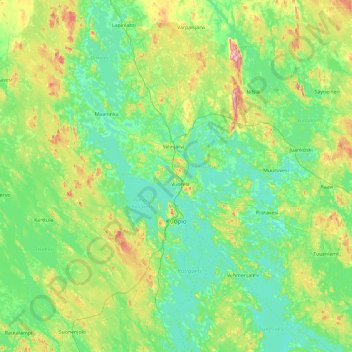 Kuopio topographic map, elevation, terrain