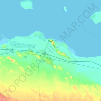 Al Mirfa topographic map, elevation, terrain