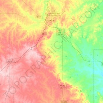 Ada topographic map, elevation, terrain