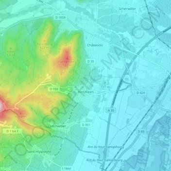 Kintzheim topographic map, elevation, terrain