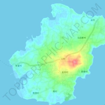 Naozhou Dao topographic map, elevation, terrain