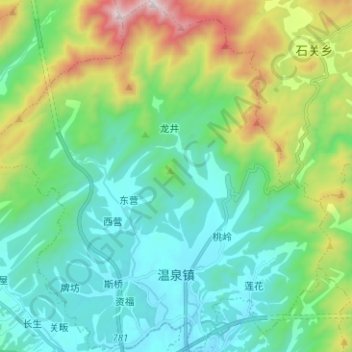 温泉镇 topographic map, elevation, terrain