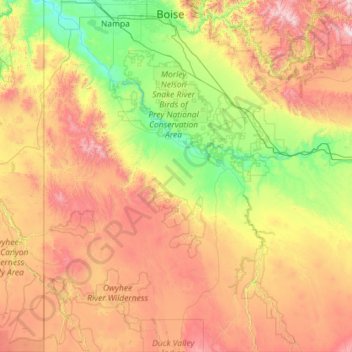 Owyhee County topographic map, elevation, terrain
