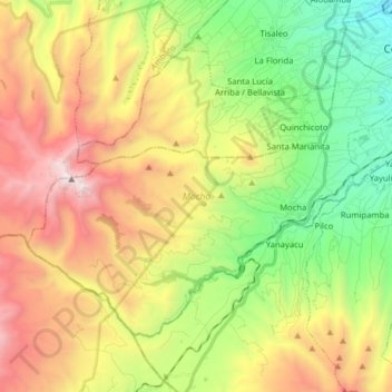 Cantón Mocha topographic map, elevation, terrain