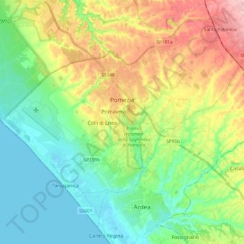 Pomezia topographic map, elevation, terrain