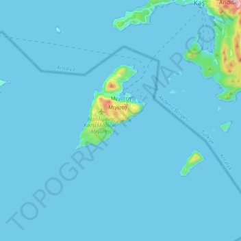 Megisti topographic map, elevation, terrain