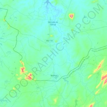 Ipueira topographic map, elevation, terrain