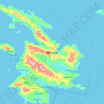 Kalymnos topographic map, elevation, terrain