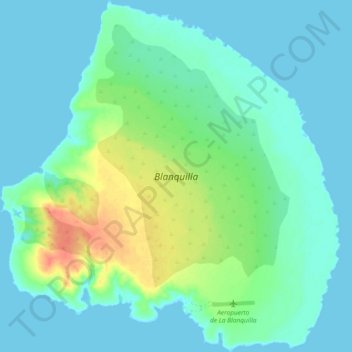 Blanquilla topographic map, elevation, terrain