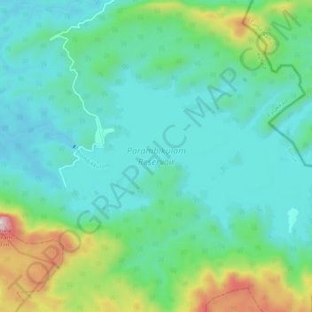 Parambikulam topographic map, elevation, terrain