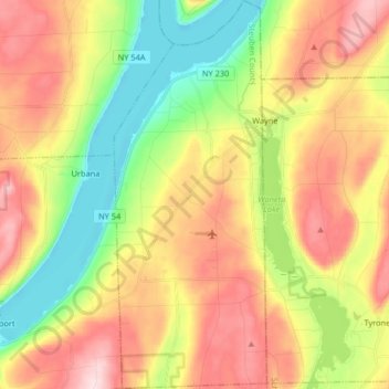 Town of Wayne topographic map, elevation, terrain