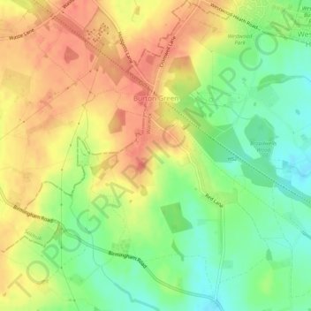 Burton Green topographic map, elevation, terrain