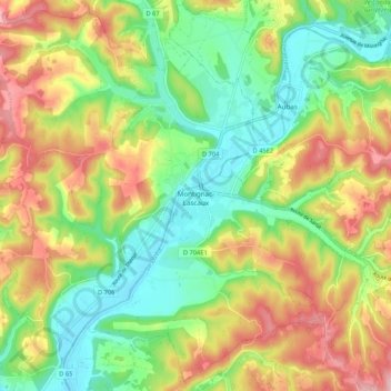 Montignac-Lascaux topographic map, elevation, terrain