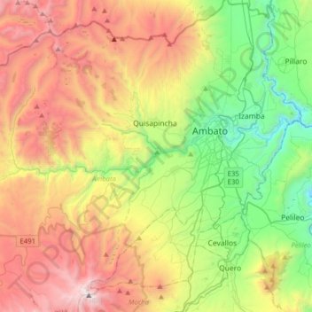 Río Ambato topographic map, elevation, terrain
