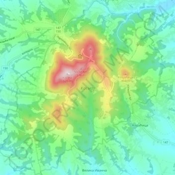 Космај topographic map, elevation, terrain