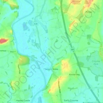 Severn Stoke topographic map, elevation, terrain