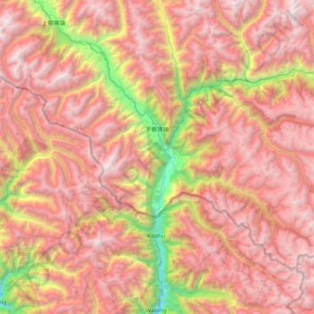 下察隅镇 topographic map, elevation, terrain