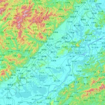 安庆市 topographic map, elevation, terrain