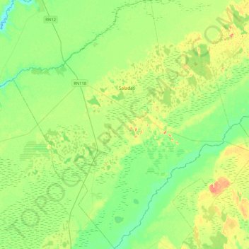 Saladas topographic map, elevation, terrain