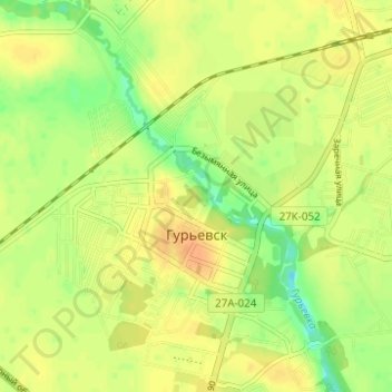 Гурьевск topographic map, elevation, terrain