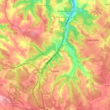 Cieurac topographic map, elevation, terrain